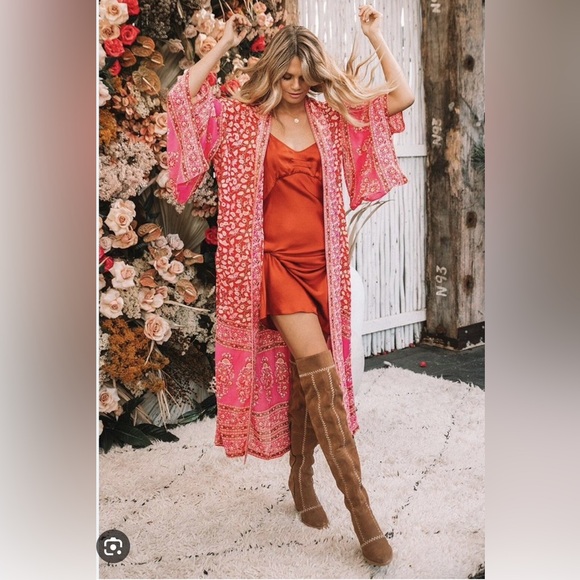 Spell Boudoir Silk Slip Dress in Copper - Picture 3 of 7